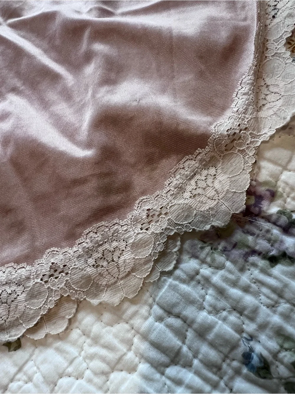 Vintage House of David HRF Taupe Lace Trim Half Slip Skirt Large ILGWU USA - Picture 2 of 6